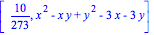 [10/273, x^2-x*y+y^2-3*x-3*y]